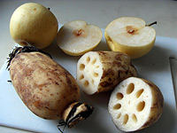 Fresh lotus root and Chinese pears