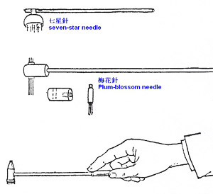 Plum-blossom needle and seven-star needle used in Chinese medicine