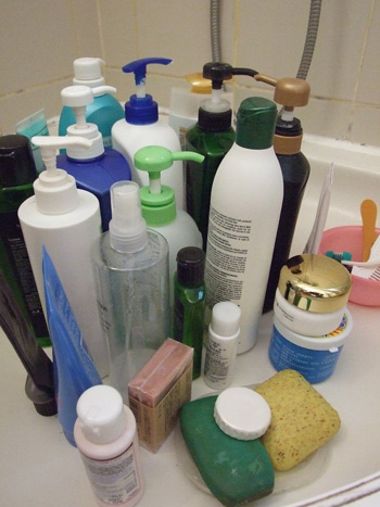 When bathing, be sure to rinse the soaps or chemical cleansers off thoroughly