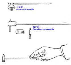 Plum-blossom needle and seven-star needle used in Chinese medicine